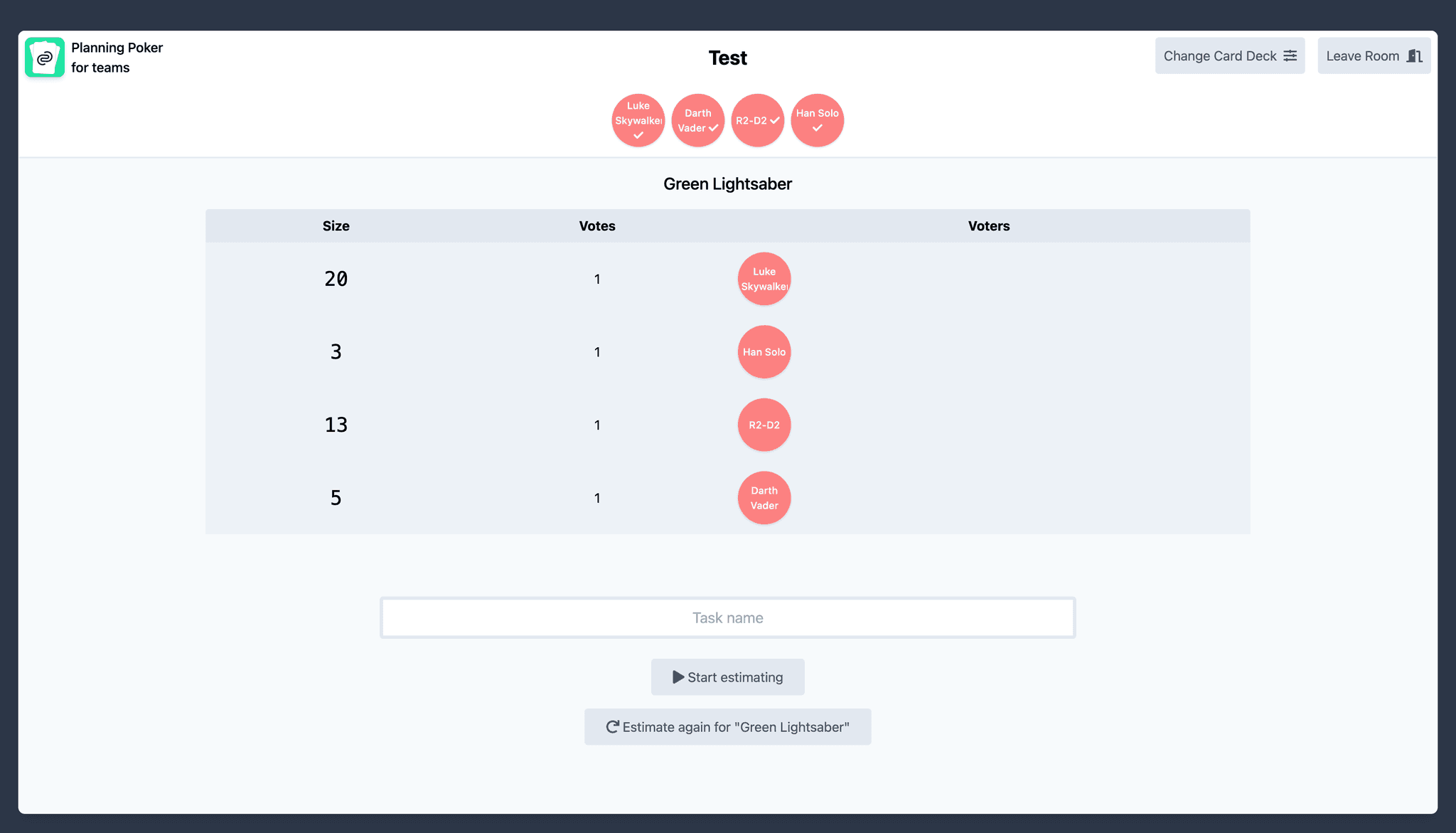 Codecentric Planning Poker: Results are clearly visible