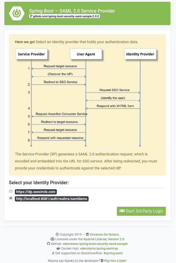 Example App IDP Selection