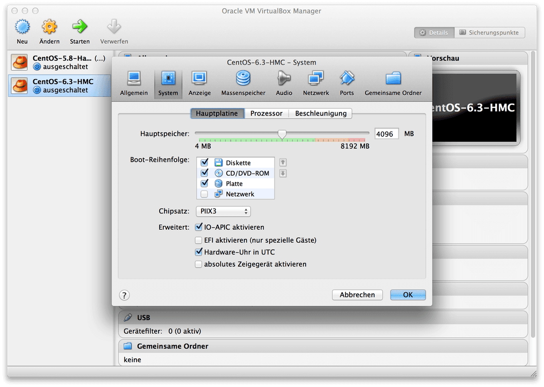 Virtualbox Settings