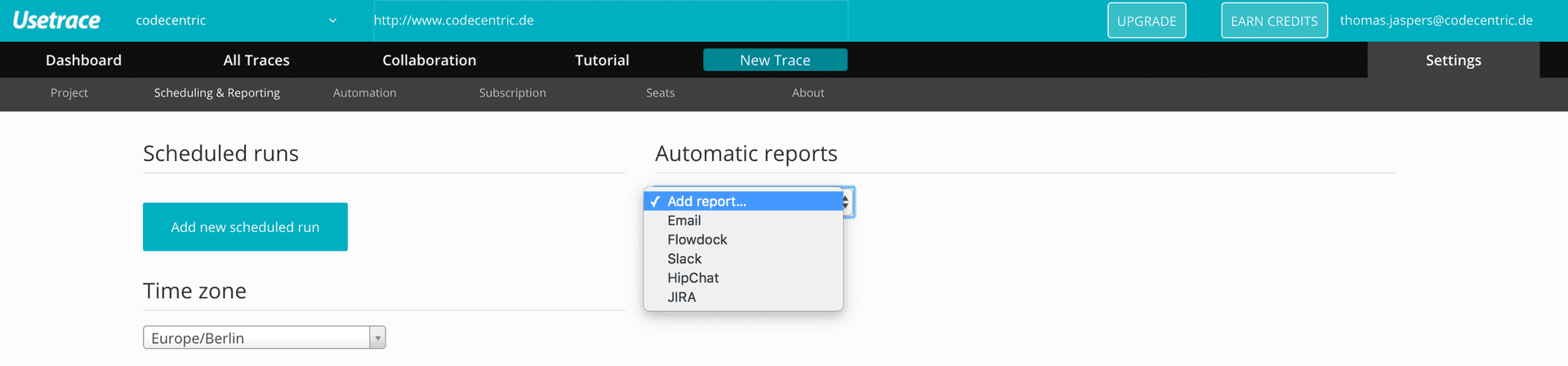 Usetrace scheduling