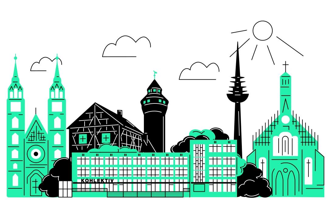 Illustrierte Skyline von Nürnberg