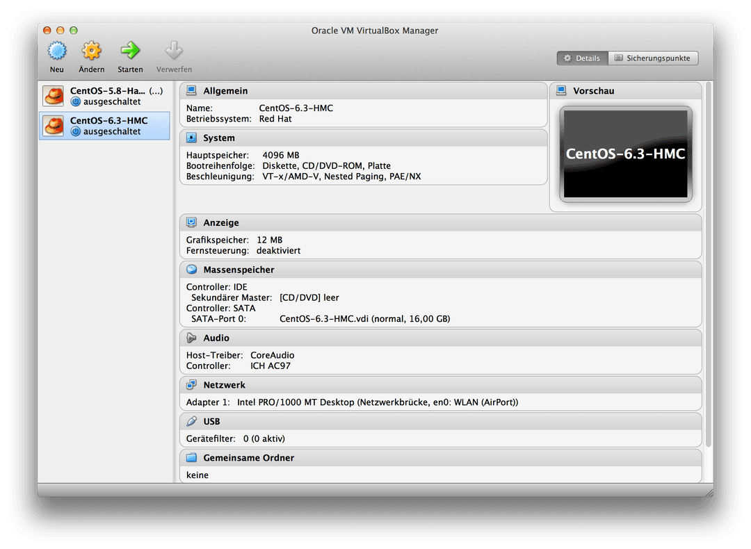 Virtualbox Settings