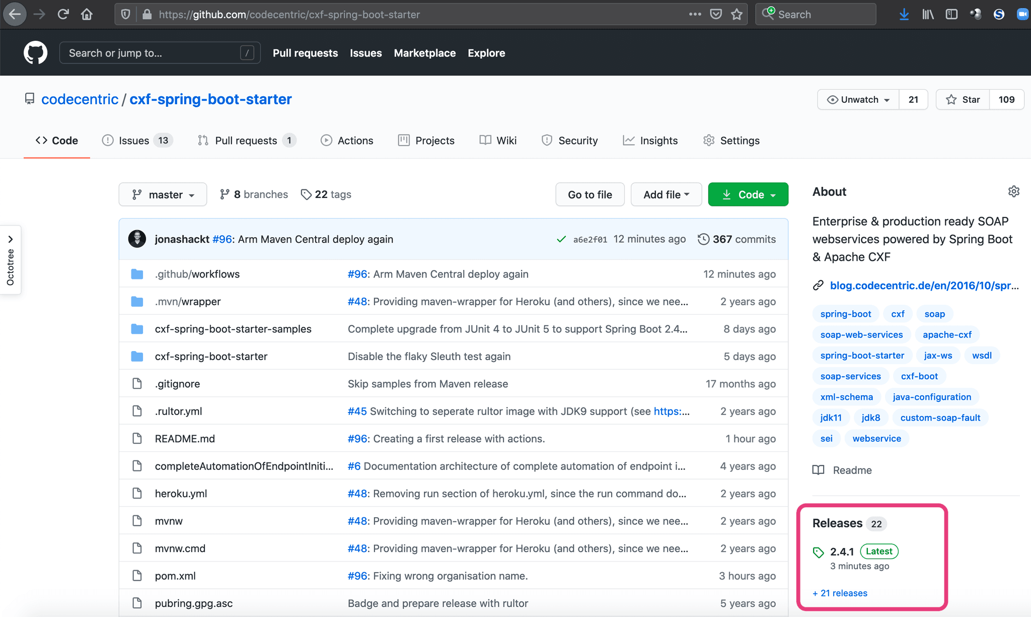 A new GitHub Release shows up at the repository's front page