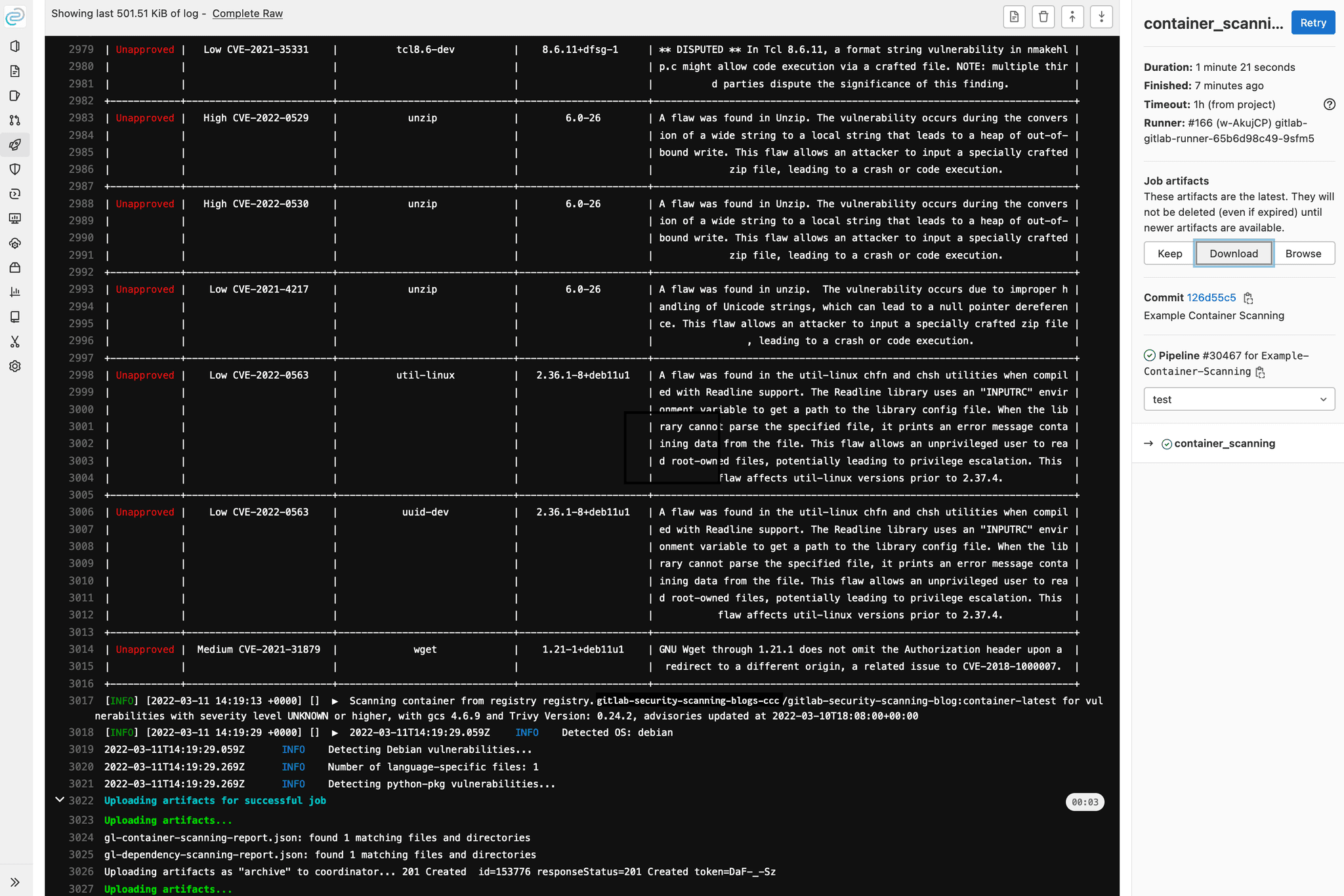 Container Scanning Result