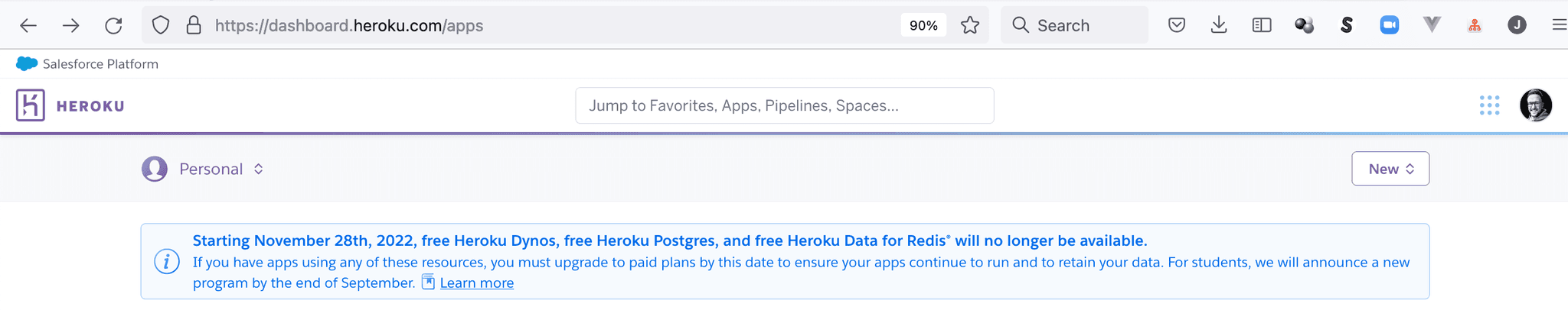 Heroku dashboard cancelling free tier