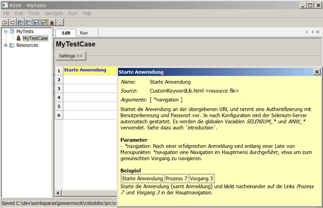 RIDE inline documentation