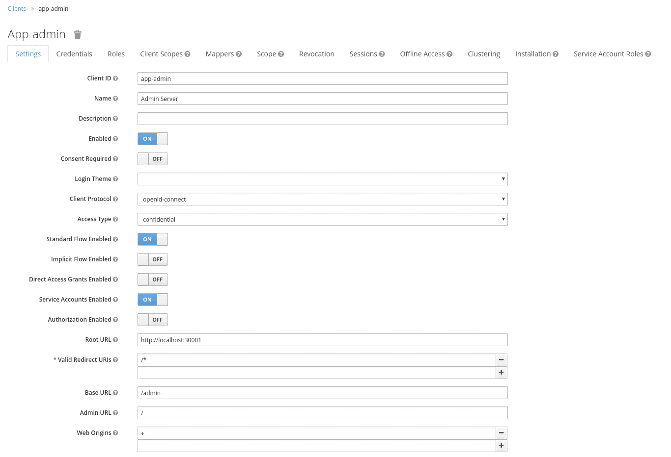 keycloak app admin overview