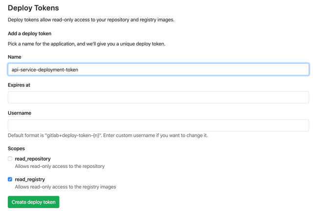 gitlab deploy token