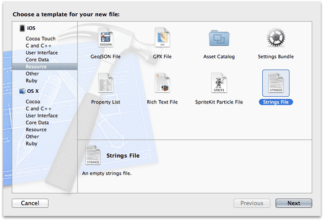 XcodeNewStringsFile