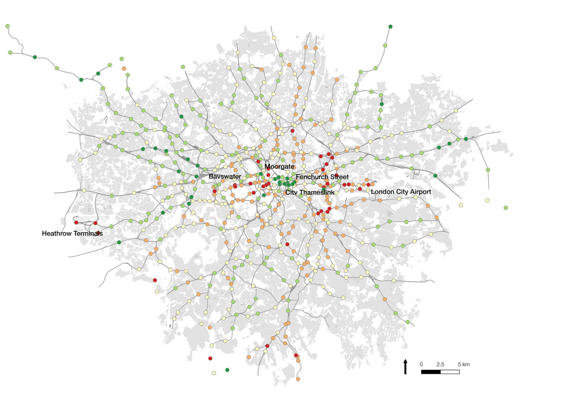 London Public Transit trips - Ending stations