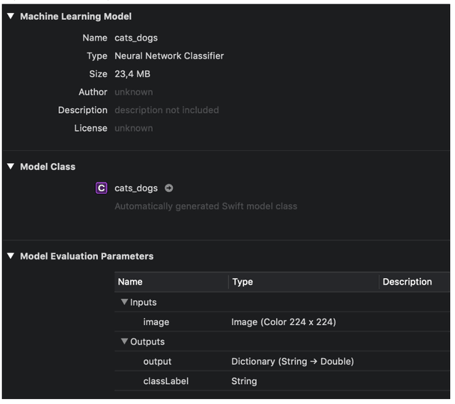 Integration of Core ML model into XCode