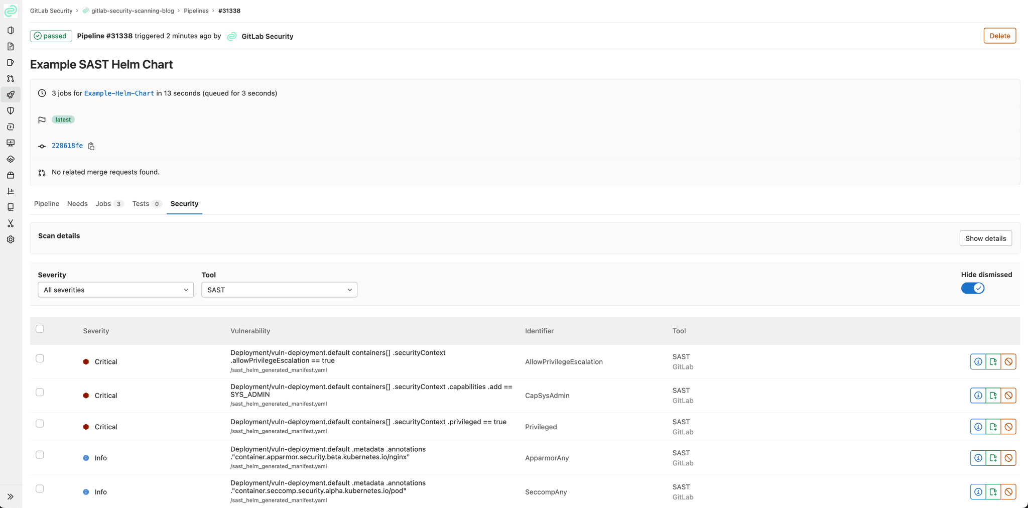 GitLab Security Helm Chart Vulnerabilities