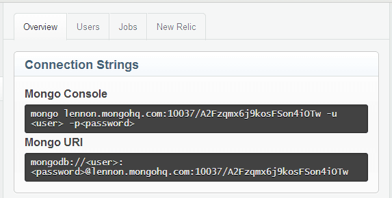 MongoDB Connection Settings