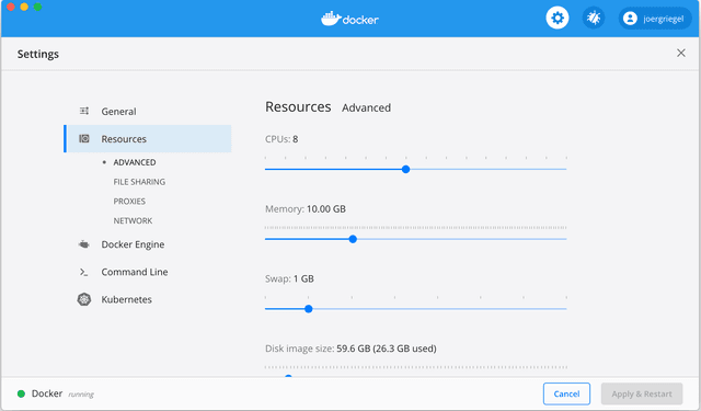 docker settings