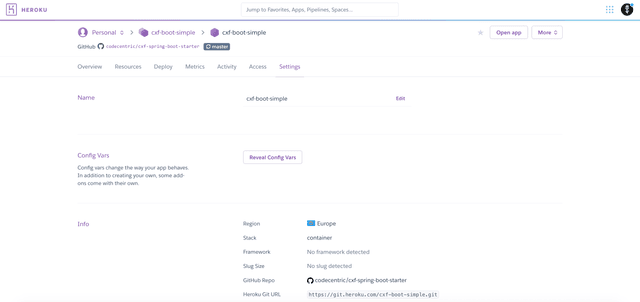 set the Heroku stack container instead of web