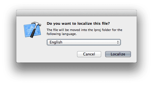 XcodeDoYouWantToLocalizeThisFileDialog