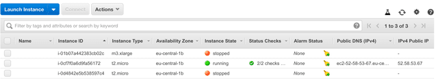 aws ec2 management console instance running