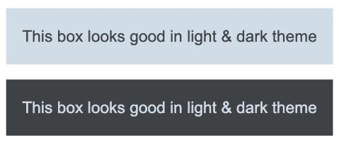 Vergleich: die Box im hellen & dunklen Farbschema. Text & Hintergrundfarbe sind jeweils umgedreht.