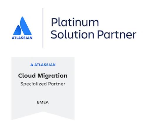 Badge Atlassian Premium Partner and Cloud Migration specialized Partner
