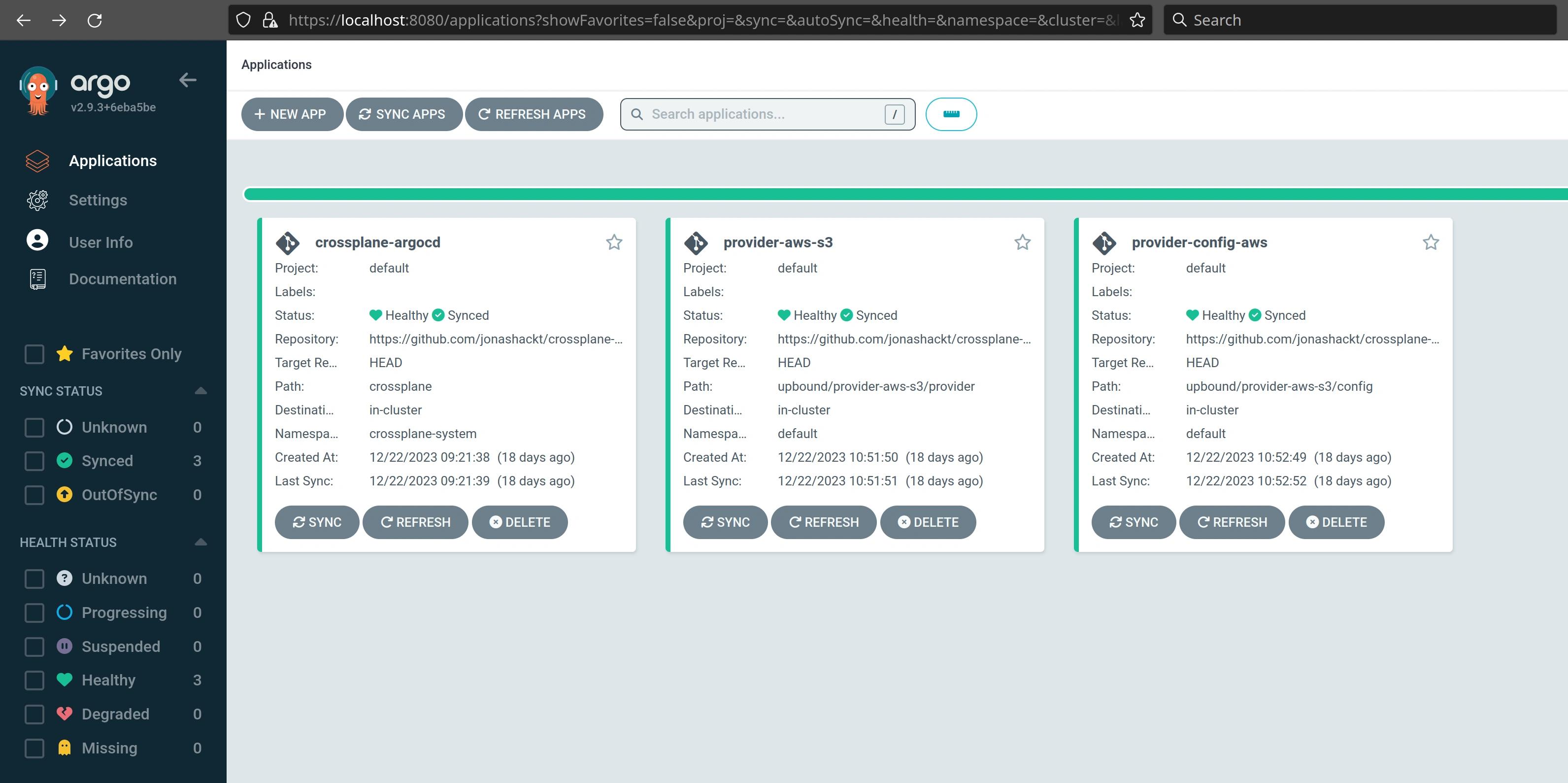 crossplane core provider providerconfig successfully deployed