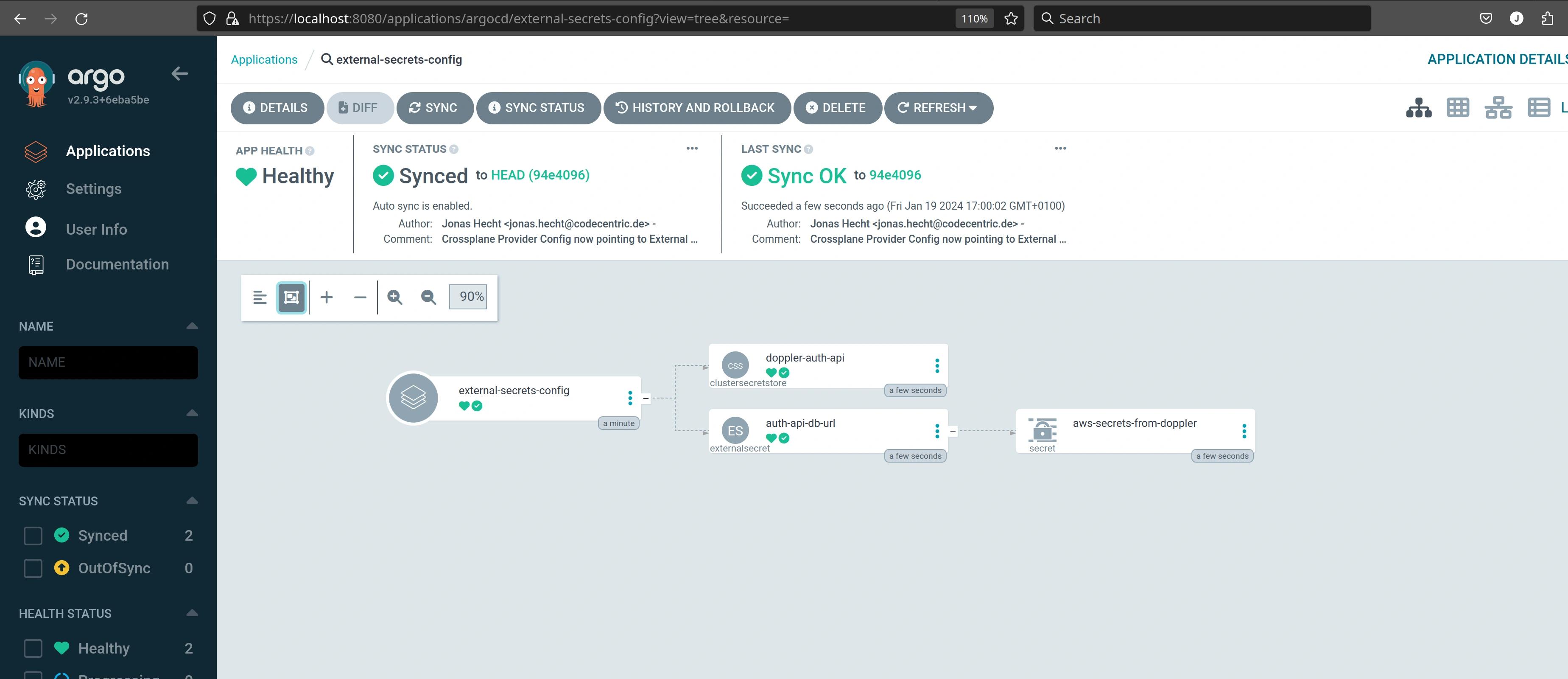 external secrets configuration in argo