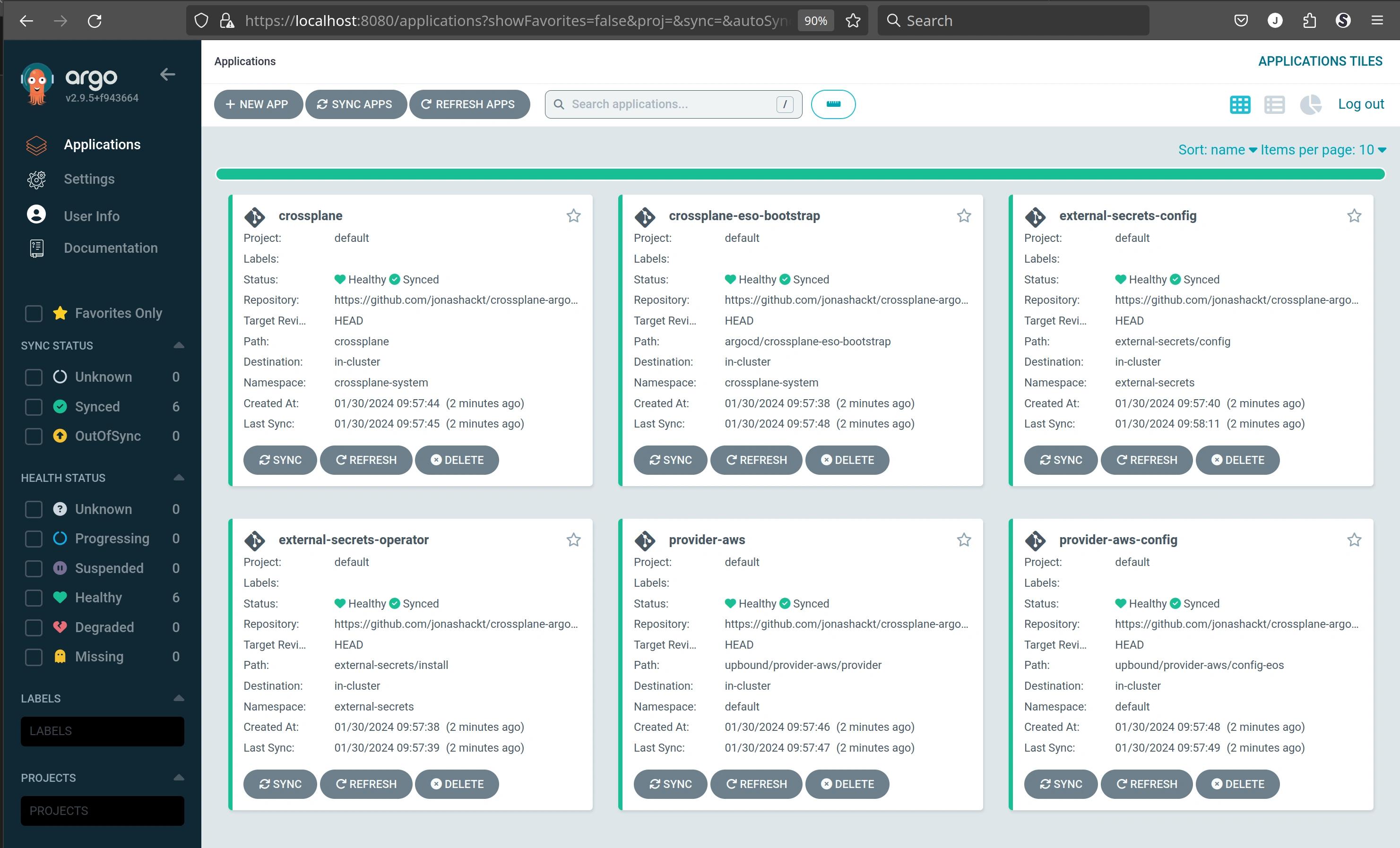 bootstrap finalized argo crossplane eso