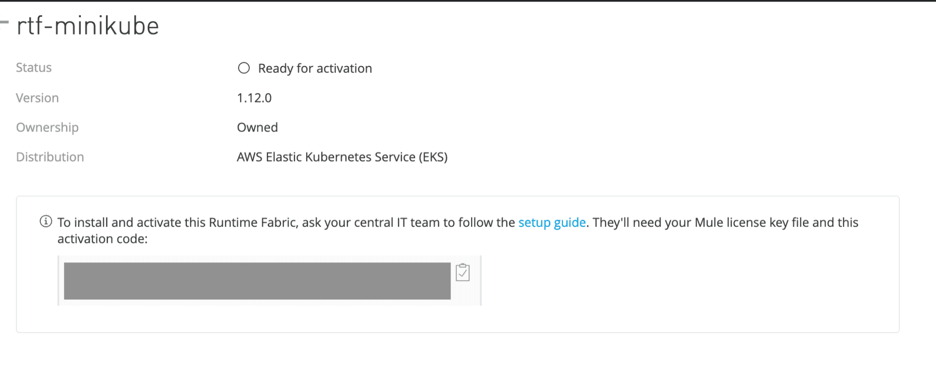 RTF License displayed in Runtime Manager