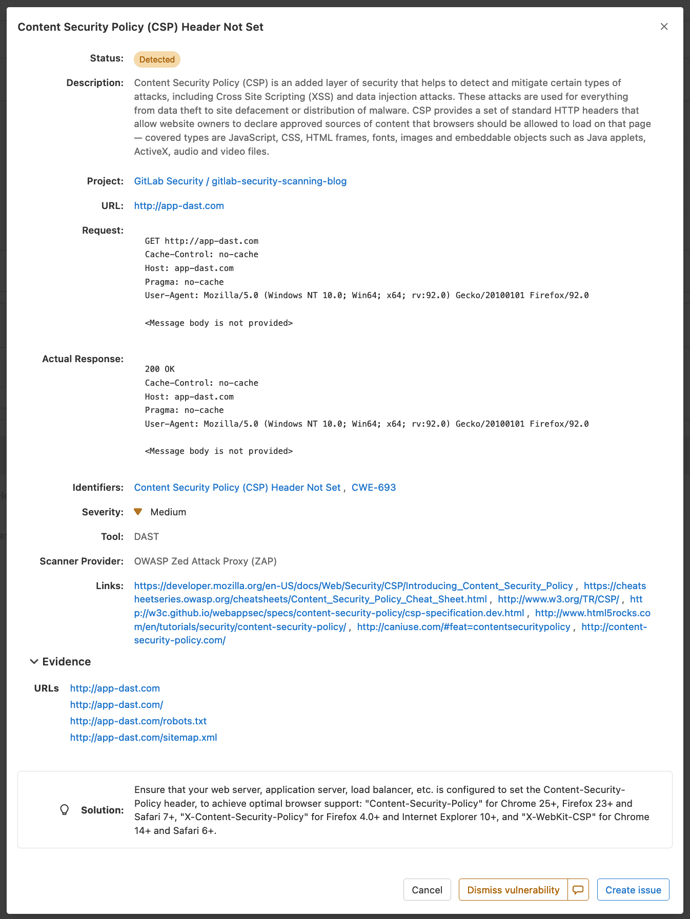 DAST Findings Details