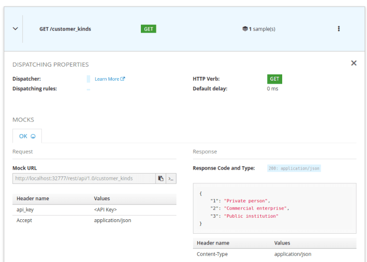 Microcks detailed view of API operations