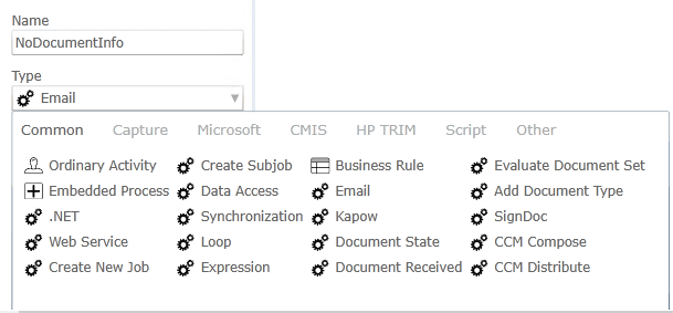 defining a workflow node as type email