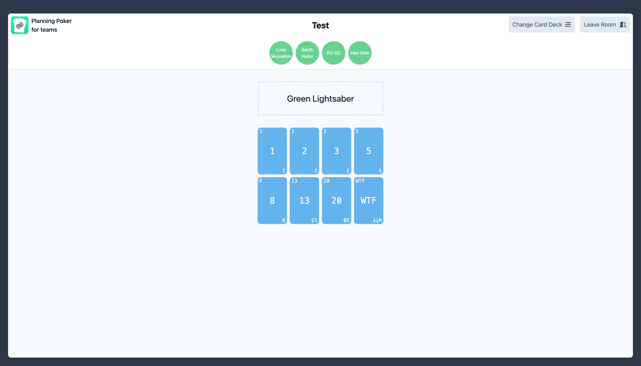 Codecentric Planning Poker: The UI looks very clean