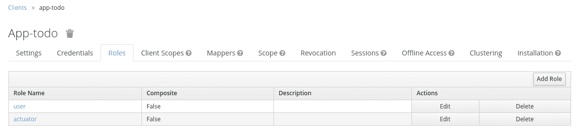 keycloak app to do roles